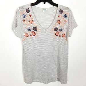 Sundance Women Embroidered Blouse Top size XS Tee Short Sleeve Striped